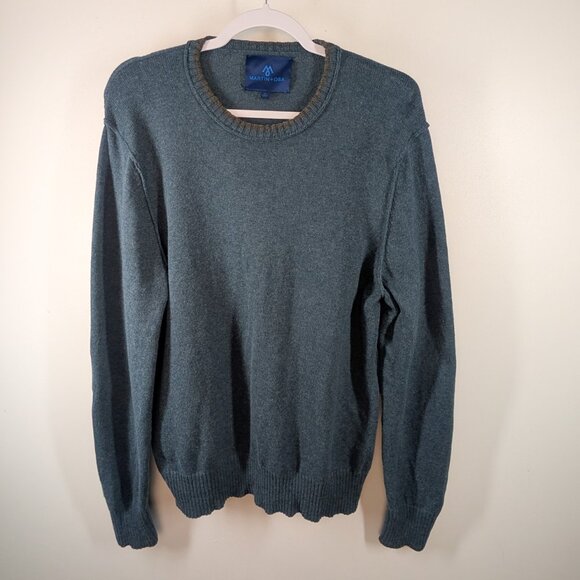 Martin + Osa Gray Blue Pullover Sweater Size Medium Elbow Patches Minimalism - Picture 1 of 8